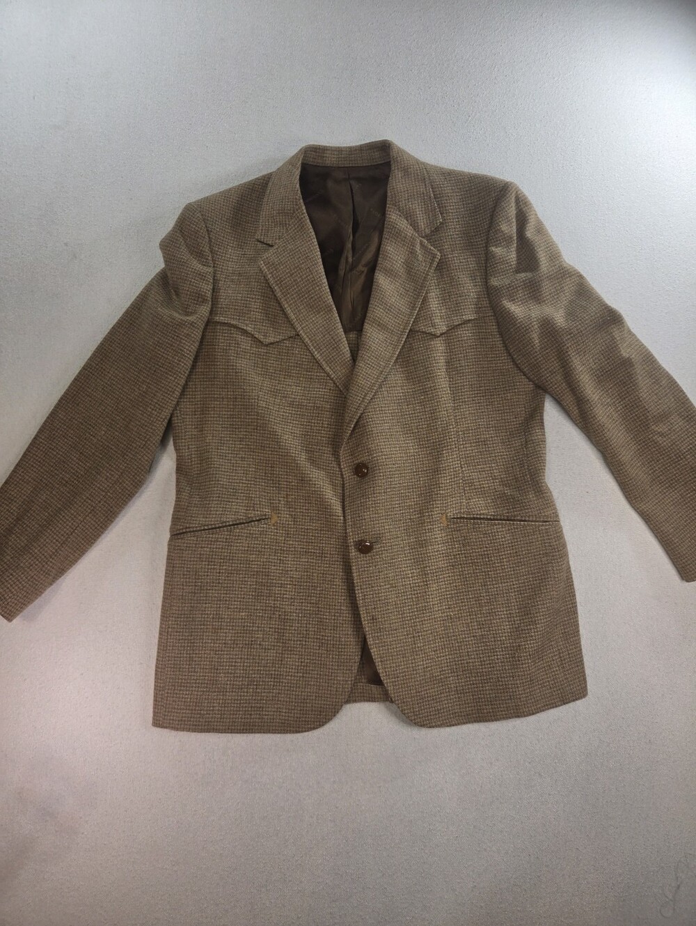 Pendleton Brown & Tan Houndstooth Western Yoke Sport Coat